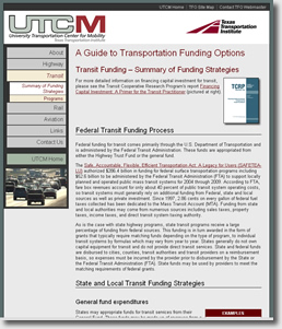Transportation Funding Options Website on Transit